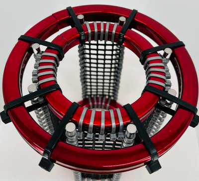 Fully Assembled Hydro Crib System 6in Outer Ring With 4in Inner Rings, Candy Red, Grey/Blk zip ties, Blk Mesh, Air Pump, Bubbler Installed, Hydro Light and Disc, Plant Food, and Siphon Hose, USB adapter