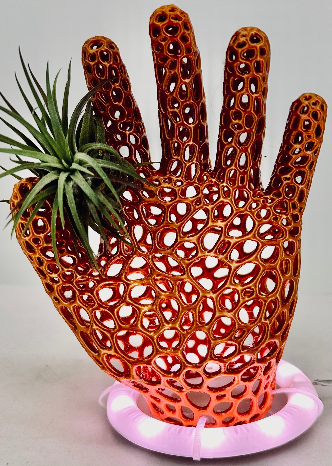 Give 'Em A Hand -  This 3d printed hand is available in gold or silver and comes with an easy-to care-for air plant, along with a grow light base ring  - $24.95 - ($5.00 OFF regular price of $29.95 for a limited time)