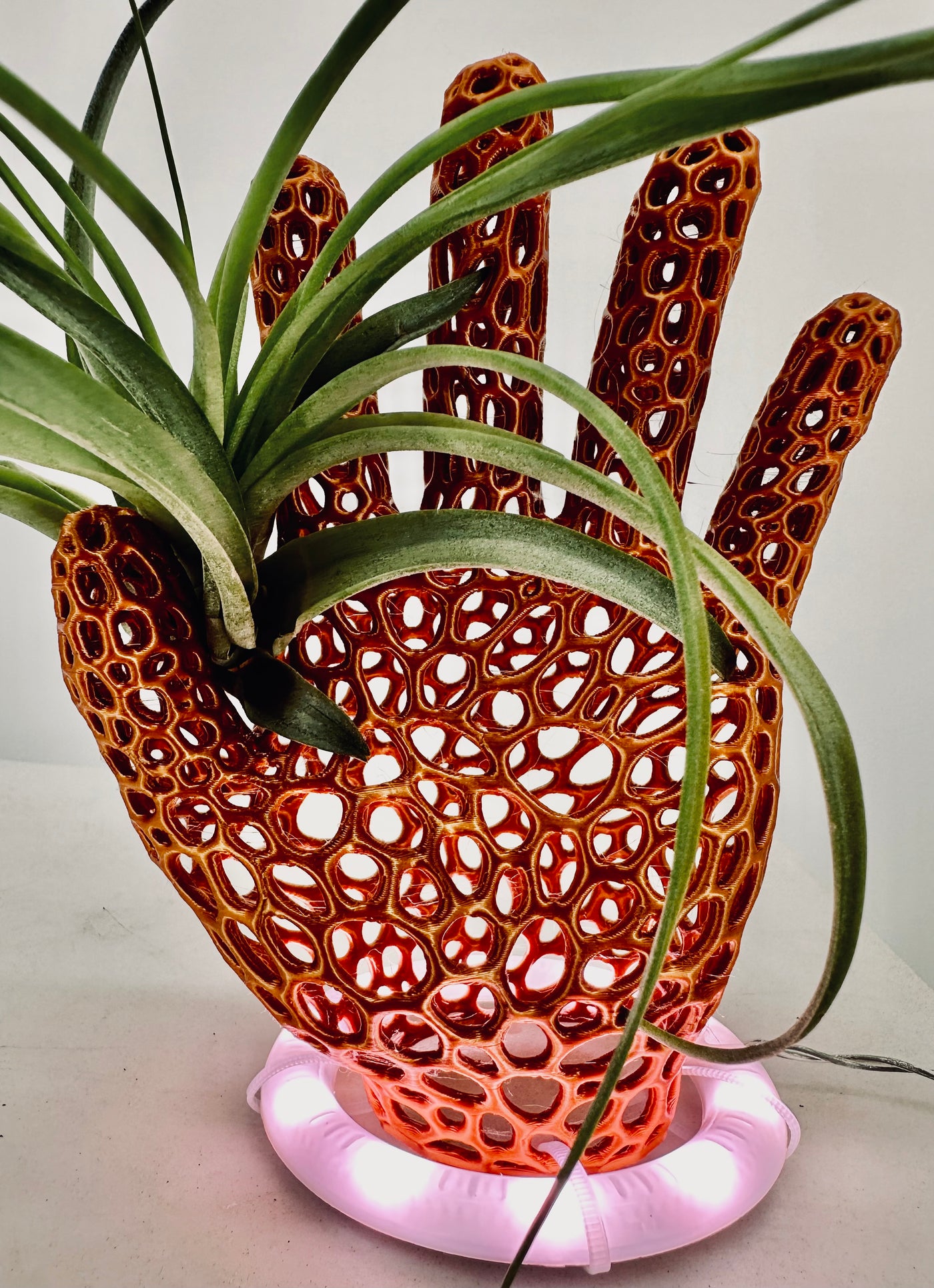 Give 'Em A Hand -  This 3d printed hand is available in gold or silver and comes with an easy-to care-for air plant, along with a grow light base ring  - $24.95 - ($5.00 OFF regular price of $29.95 for a limited time)