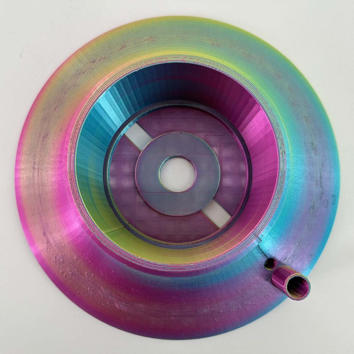 ITEM #  020  Fuchsia, Gold, Green, Blue Blend 3-D Printed Hydro Base 4in opening, 4x18in glass cylinder, Hydro Light  -  $94.95 now $47.95 CLEARANCE ALL SALES FINAL!
