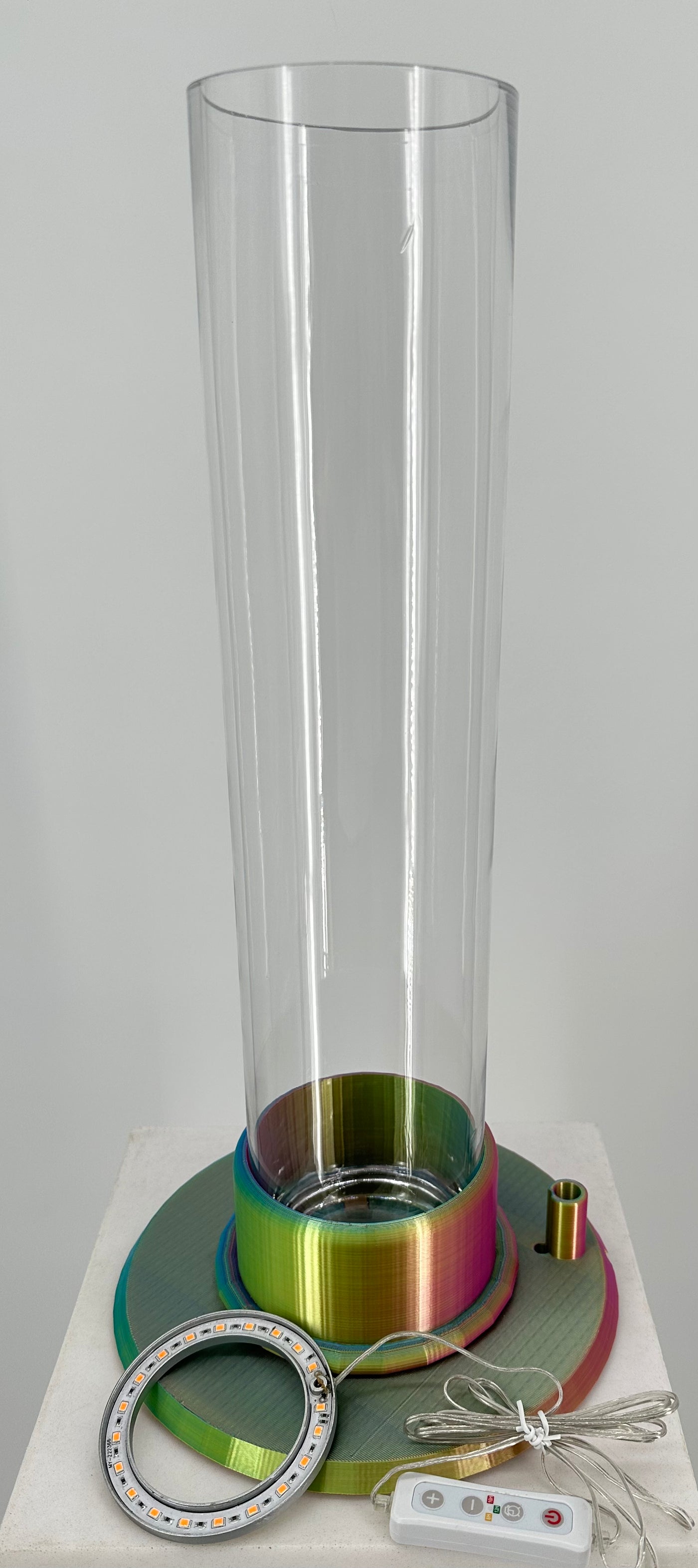 ITEM #  023 Green, Blue, Fuchsia, Gold Blend 3-D Printed Hydro Base 4in opening, 4x18in cylinder vase, Hydro Light  -  $89.95 now $45.95 CLEARANCE ALL SALES FINAL!