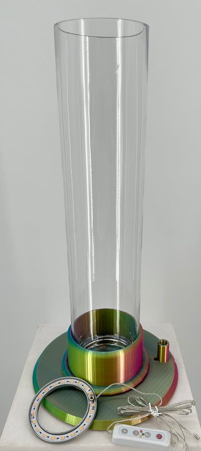 ITEM #  023 Green, Blue, Fuchsia, Gold Blend 3-D Printed Hydro Base 4in opening, 4x18in cylinder vase, Hydro Light  -  $89.95 now $45.95 CLEARANCE ALL SALES FINAL!