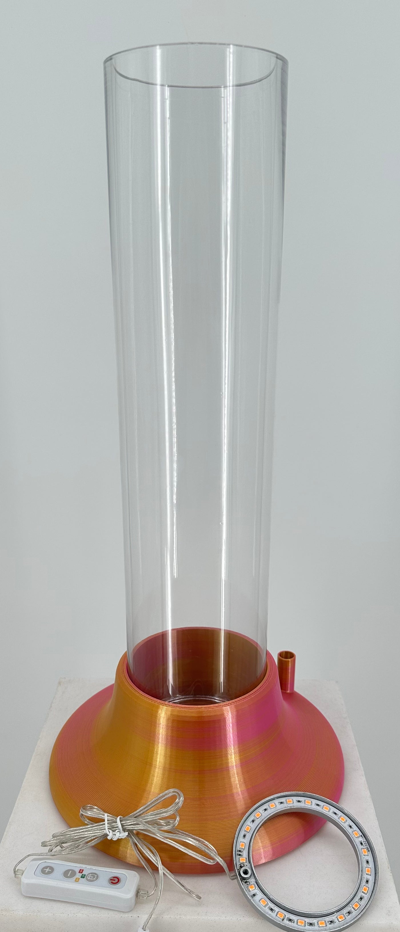ITEM #  028  Orange, Fuchsia, Yellow 3-D Printed Hydro Base 4in opening, 4x18in cylinder, Hydro Light  -  $94.95 now $47.95 CLEARANCE ALL SALES FINAL! $94.95 Now $47..95