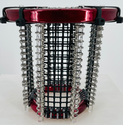 Fully Assembled Hydro Crib System,  Air Pump, Bubbler Installed, Hydro Light and Disc, Siphon Hose, Jungle Juice Plant Food, 6in Outer Ring With 4in Inner Rings, Candy Red Finish, Stainless Steel Fasteners, Blk Mesh, Blk and Grey Zipties