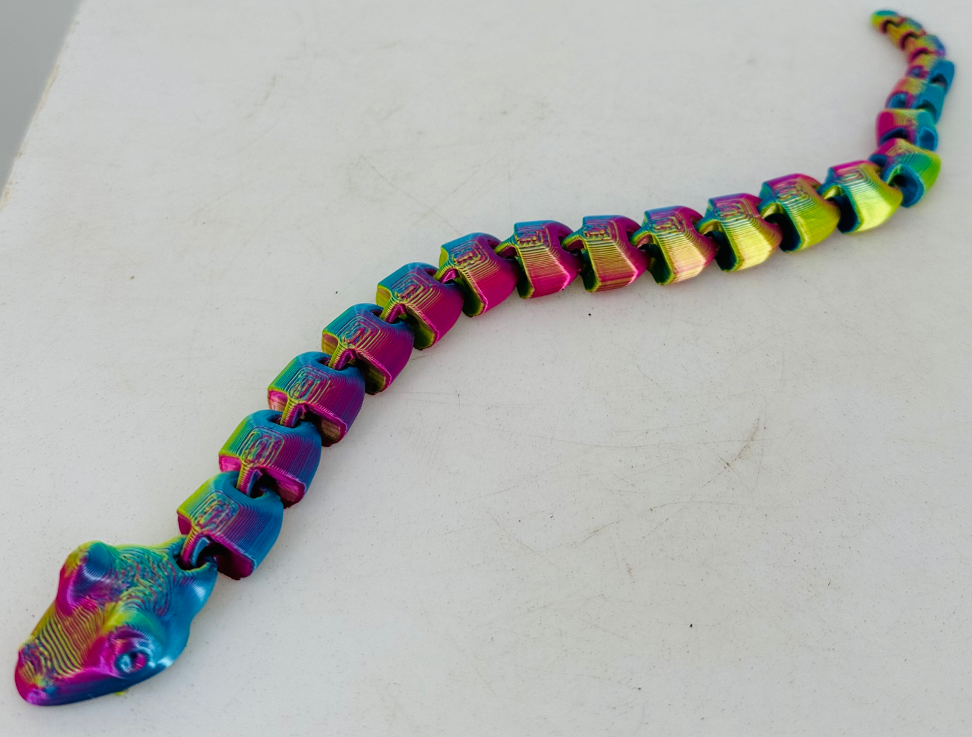Plant Daddy 3d Printed Snake - Blue,Gold,Green,Pink Fusion