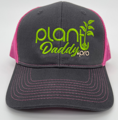 Plant Daddy Trucker Hat Grey Steel/Neon Pink